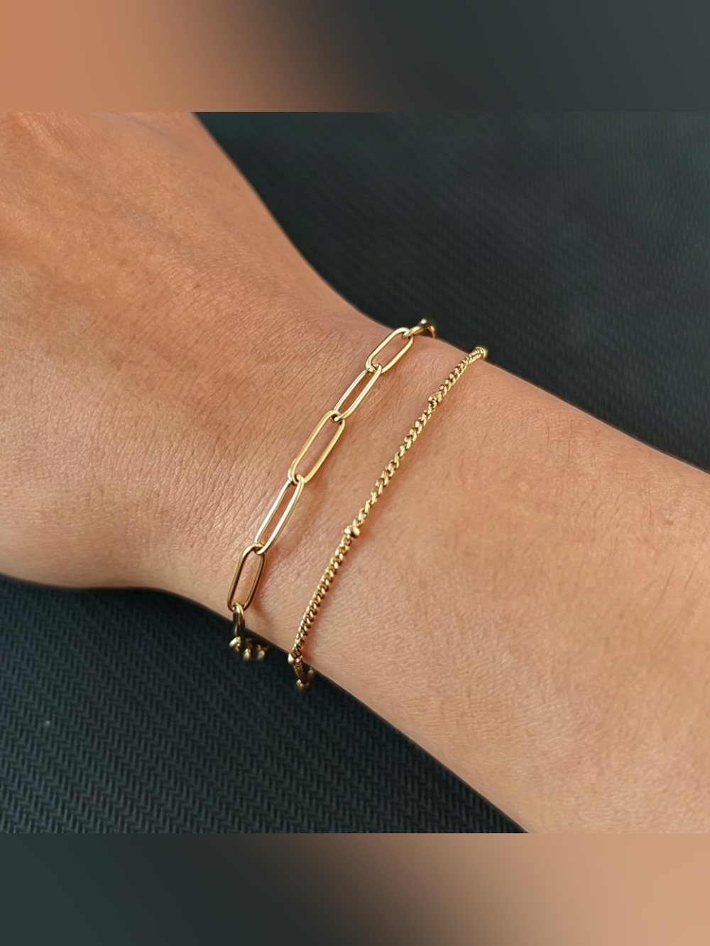 Bracelets Gold Link and Chain Bracelet Set - Women .